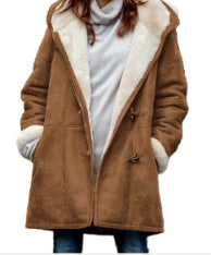 Manteau Femme Mi-Long Chaud avec Capuche