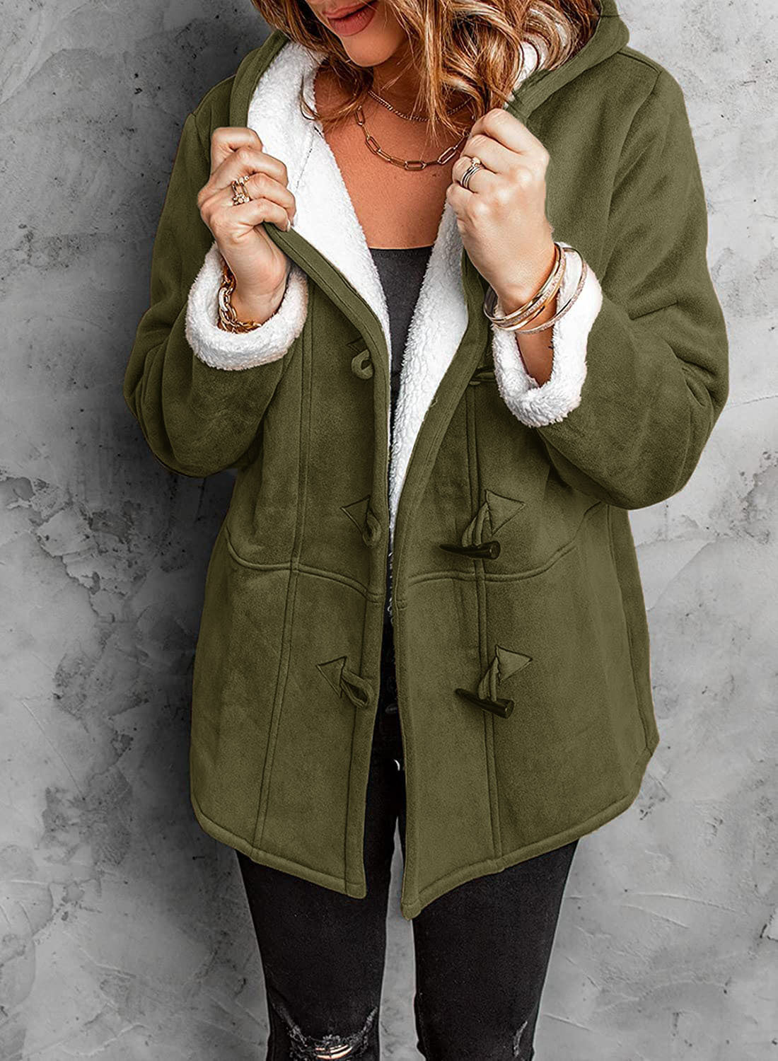 Manteau Femme Mi-Long Chaud avec Capuche